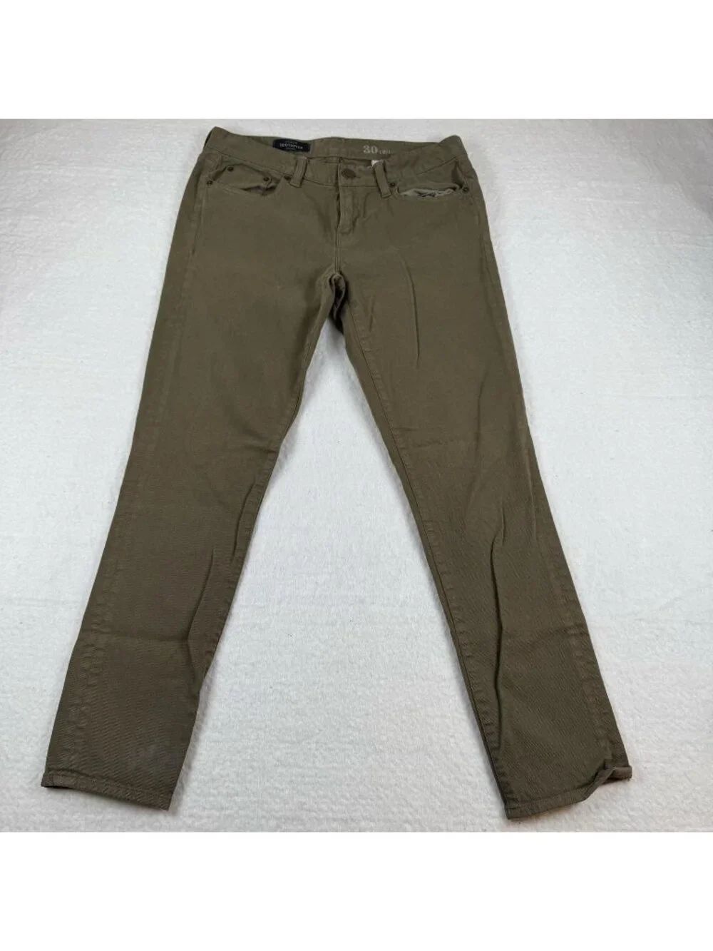 J.Crew Toothpick Jeans Womens Size 30 Tall Green Skinny Extra Slim Stretch Denim
